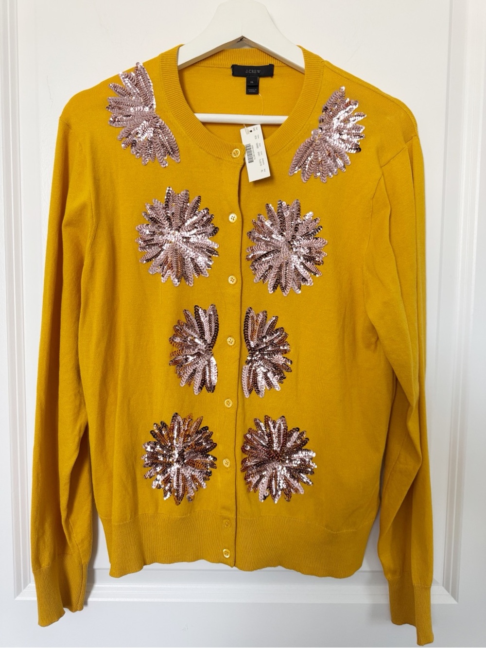 J. Crew Sequin Flower Jackie Cardigan Sweater XL NWT - Picture 2 of 8